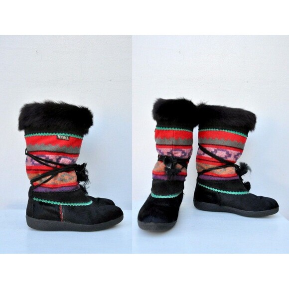 Winter Fur & Wool Italian Boots Tecnica Eskimo Ski Mountain Resort Snow 38 7.5 8 - Picture 1 of 10